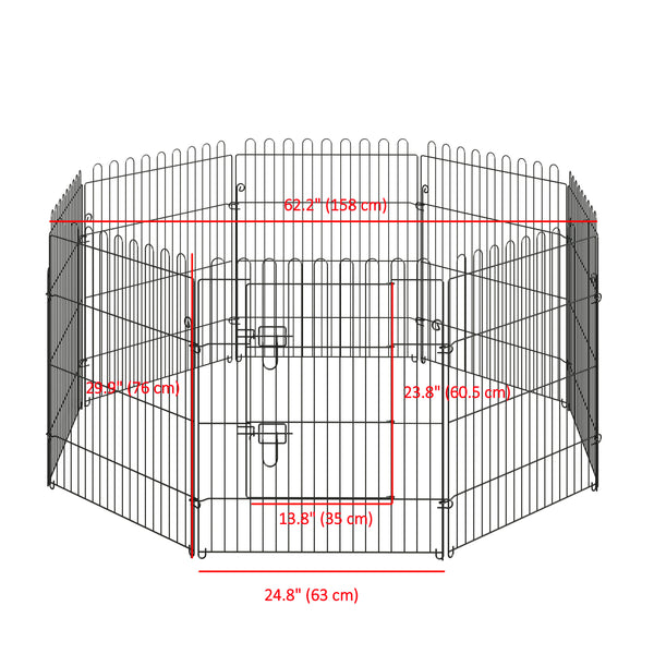 8-panel foldable octagonal playpen, black