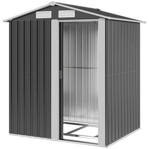Metal garden shed, dark grey