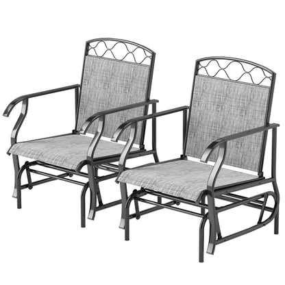 Lot de 2 chaises d'extérieur Outsunny, balancelles de patio avec assise en maille respirante épaisse, dossier haut, structure en acier, gris