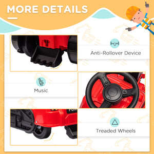 3 en 1 Excavatrice Compacteur Roulant avec Musique, Rouge