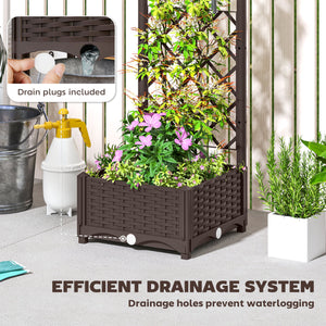 Jardinière surélevée avec treillis, plate-bande surélevée en plastique avec trous de drainage et bouchons de drainage
