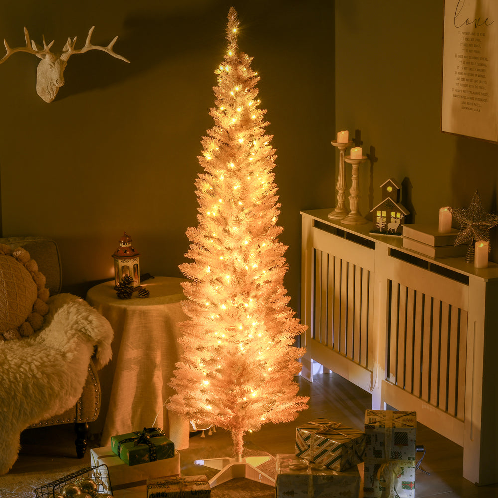 Sapin de Noël artificiel pré-éclairé de 6 pieds rose