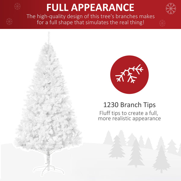 Sapin de Noël artificiel blanc de 7 pieds avec 1 230 branches et support en métal