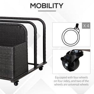 Rangement roulant pour piscine, marron