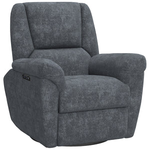 Fauteuil inclinable électrique, revêtement en tissu, ports USB, fonction pivotante et à bascule, repose-pieds, gris foncé