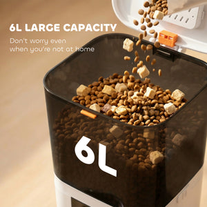 Automatic kibble dispenser with control app and 10-second voice recorder