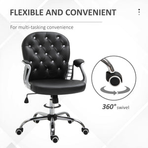 Office chair with padded seat and tufted backrest, black