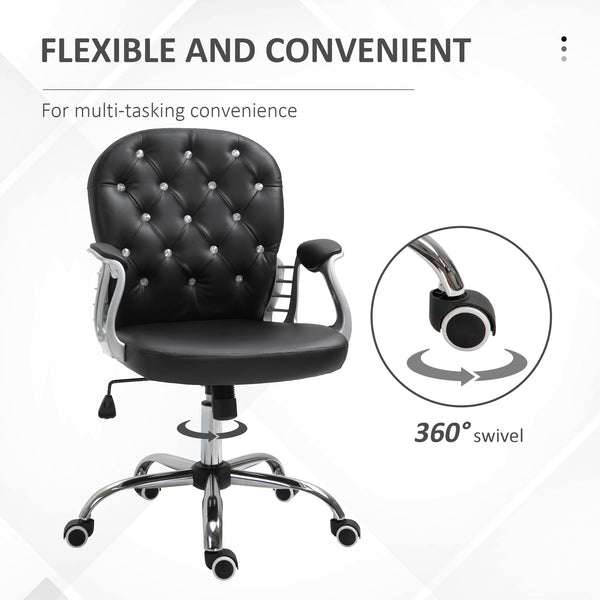 Office chair with padded seat and tufted backrest, black