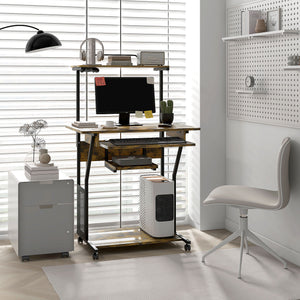 Mobile computer desk with keyboard tray