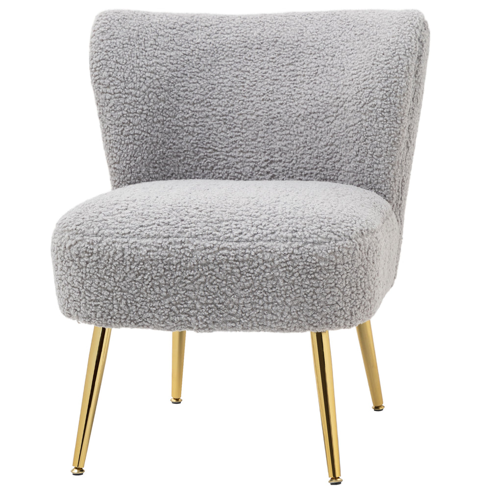 Fauteuil de salon avec rembourrage moelleux et pieds dorés, gris anthracite