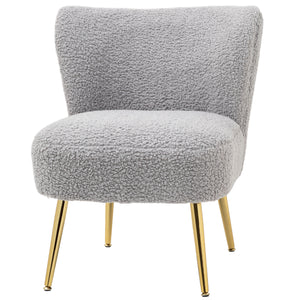 Fauteuil de salon avec rembourrage moelleux et pieds dorés, gris anthracite