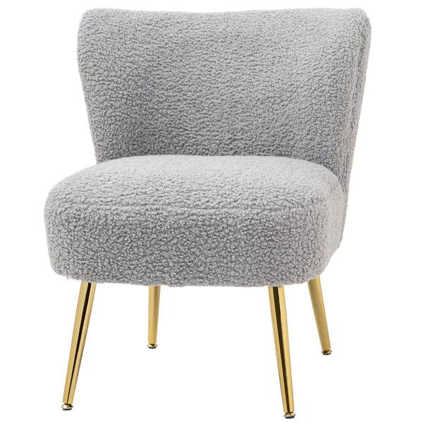 Fauteuil de salon avec rembourrage moelleux et pieds dorés, gris anthracite