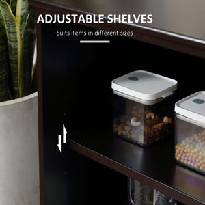 Buffet de cuisine moderne avec rangement empilable, porte coulissante en verre, café