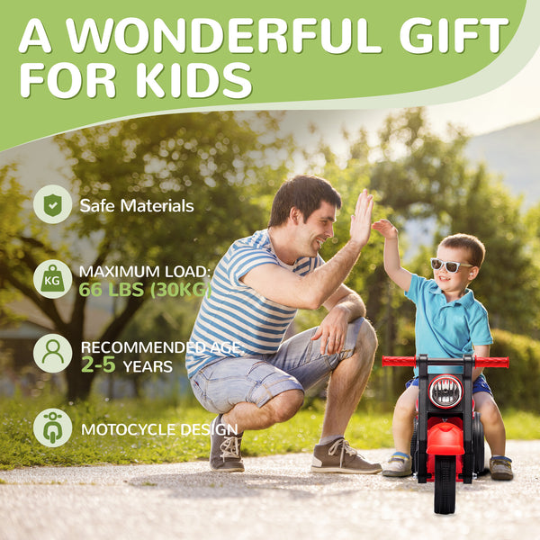Toddler Motorcycle with Music and Bubbles, for Ages 2-5, Red