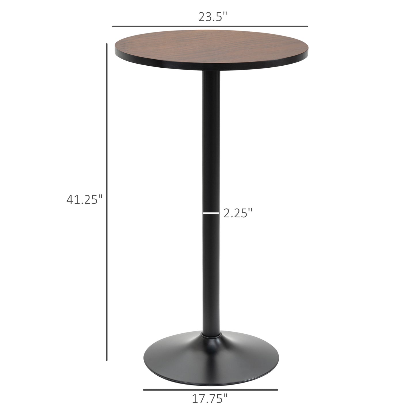 Table de bistrot haute industrielle avec base en métal et plateau en bois d'orme