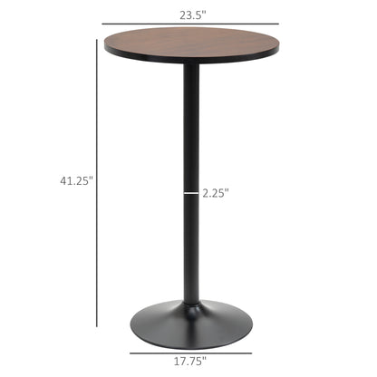 Table de bistrot haute industrielle avec base en métal et plateau en bois d'orme