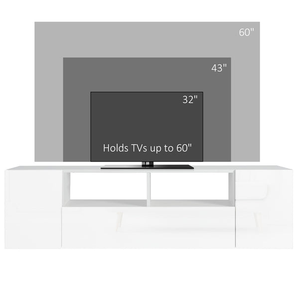 Meuble TV pour téléviseurs jusqu'à 60 pouces, avec éclairage LED, blanc
