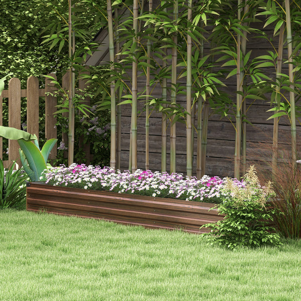 Jardinière surélevée galvanisée 2,44 m x 0,61 m x 0,30 m, marron