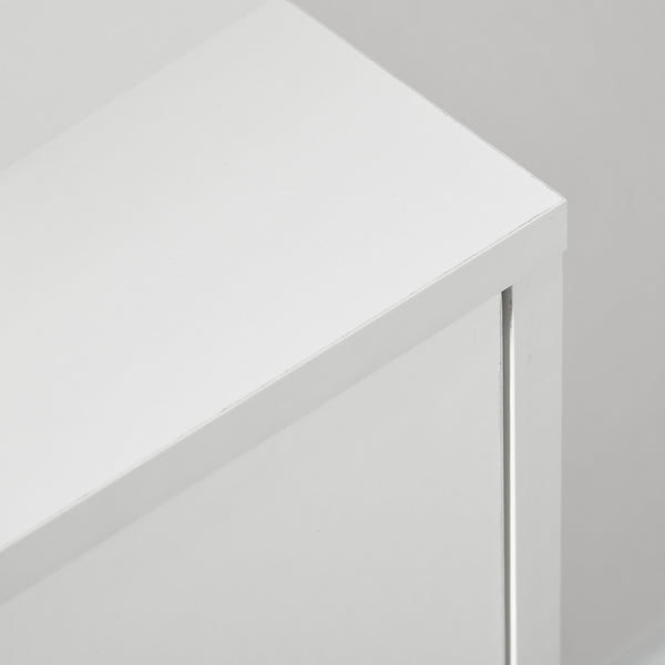 Commode blanche avec 3 tiroirs, commode moderne avec pieds et poignées en bois massif, blanc