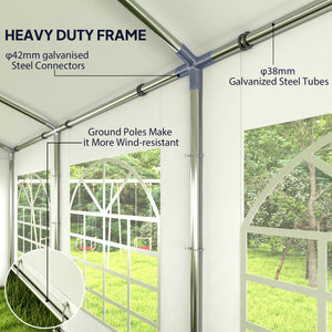 19.6' x 26' Heavy Duty Party Tent and Carport, Outdoor Canopy Tent with Removable Sidewalls, 8 Windows and Vents