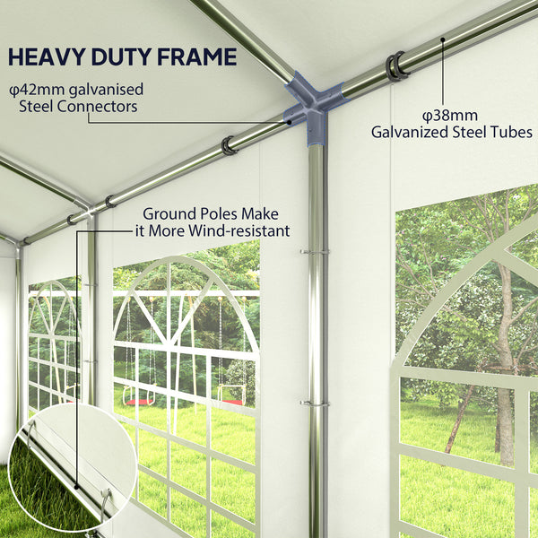 19.6' x 26' Heavy Duty Party Tent and Carport, Outdoor Canopy Tent with Removable Sidewalls, 8 Windows and Vents