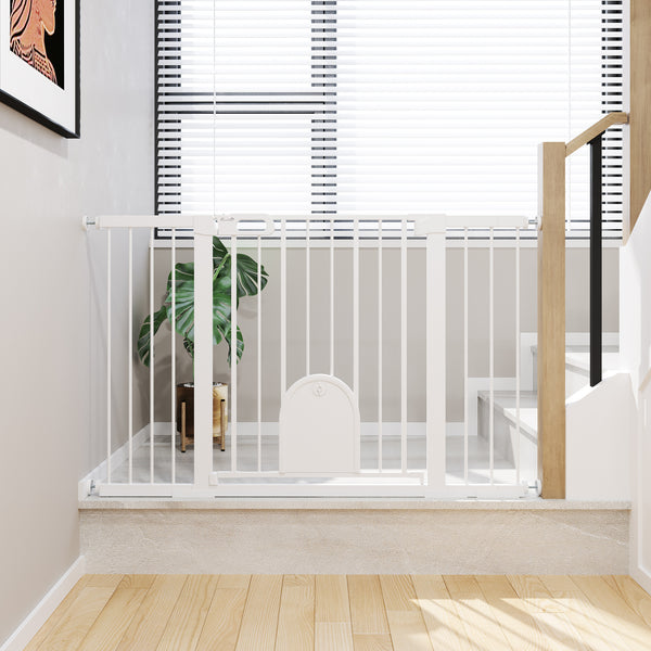 Barrière de sécurité extra large avec petite porte, blanche