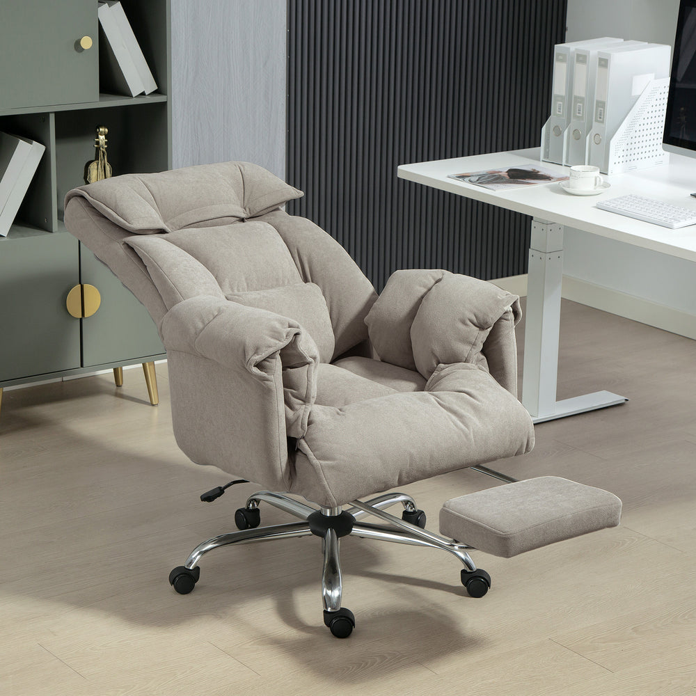 Chaise de bureau à dossier haut inclinable avec repose-pieds et roulettes pivotantes