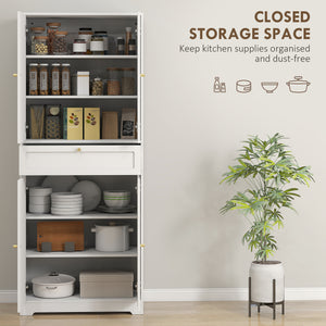 Meuble de rangement moderne avec portes shaker et étagères réglables, blanc