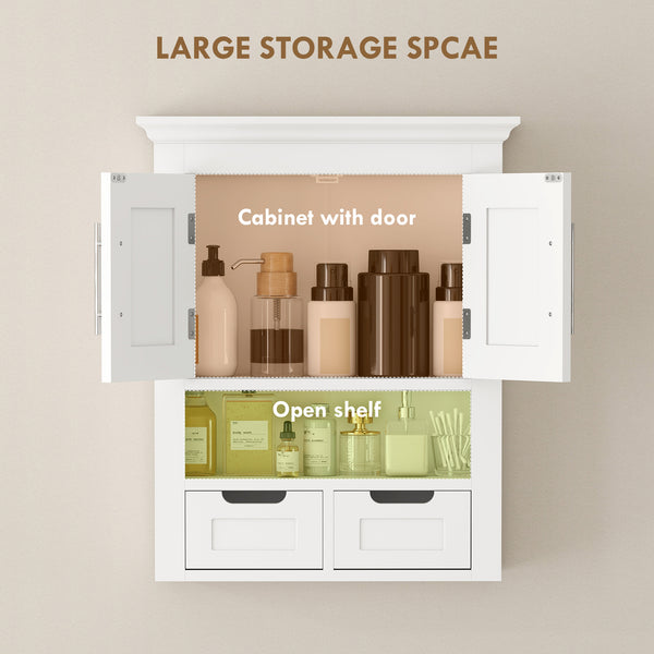 Armoire murale de salle de bain avec étagère, blanc