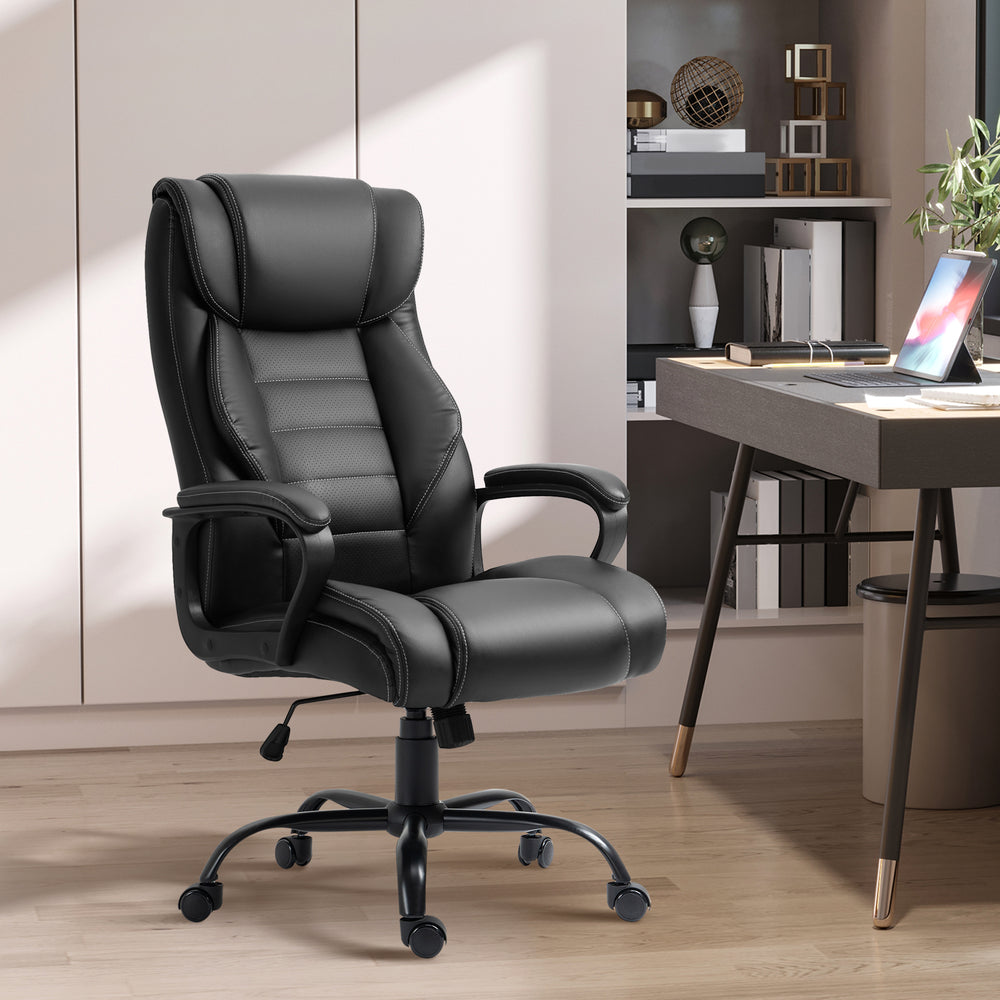 Fauteuil de bureau massant avec vibration à 6 points, noir