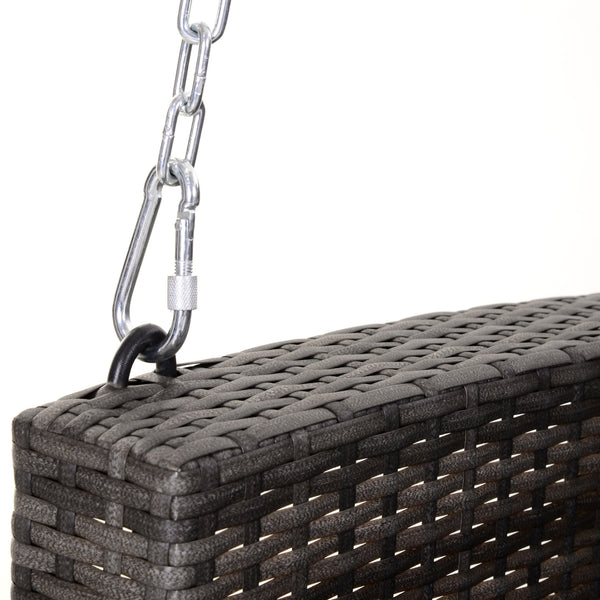 Balancelle suspendue pour 2 personnes en rotin avec coussin et chaînes en acier, grise