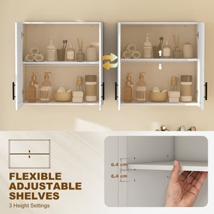 Armoire murale de salle de bain avec 2 portes et tablette ajustable, blanc