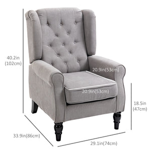 Fauteuil d'appoint en tissu moderne rembourré avec pieds en bois, accoudoirs roulés, gris