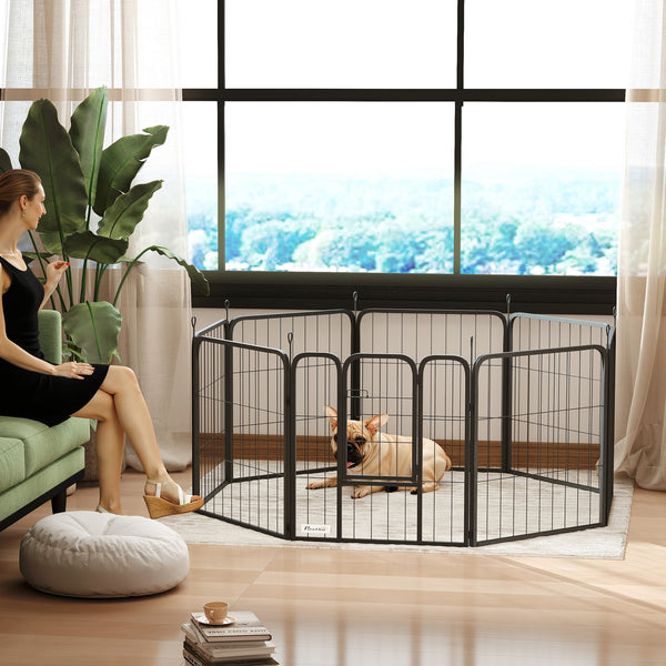 8-Panel Dog Playpen with Gate and Strap