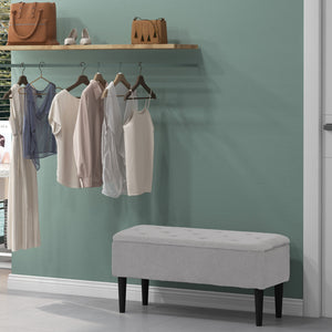 Banc de rangement moderne avec revêtement en laine d'agneau, gris
