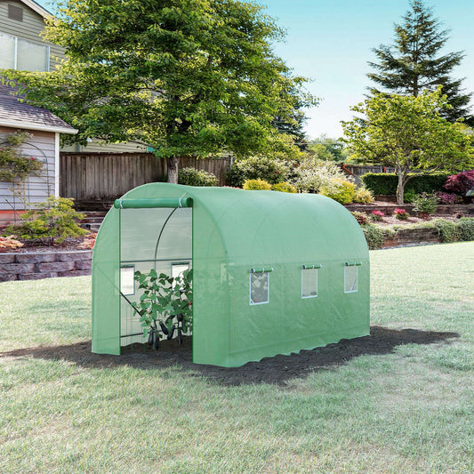 Outsunny Outdoor Plant Grow Tunnel: 11.5 x 6.6 Warm Greenhouse with Roll-Up Door