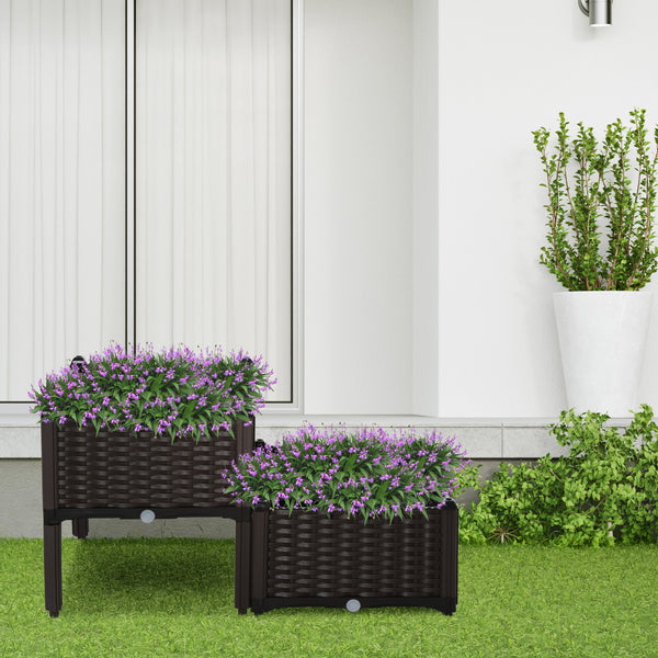 Lot de 2 bacs de jardin surélevés en PP pour fleurs, légumes et herbes aromatiques