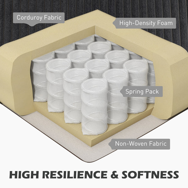 Canapé en L avec méridienne et coussin à ressorts pour salon ou chambre, gris anthracite