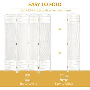 Cloison de séparation pliable à 4 panneaux en fibre ondulée, blanc