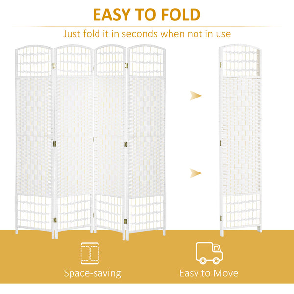 Cloison de séparation pliable à 4 panneaux en fibre ondulée, blanc
