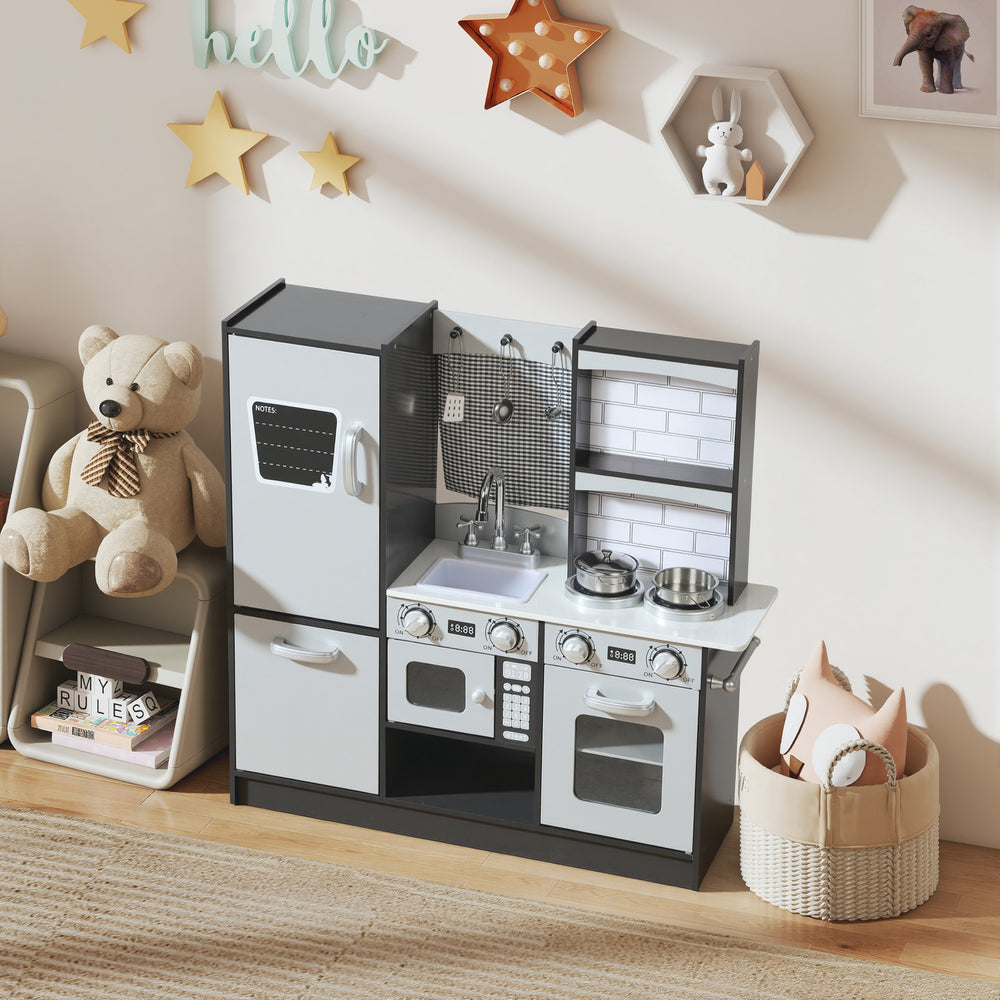 Cuisine pour enfant avec bouton de commande sonore et accessoires, marron foncé