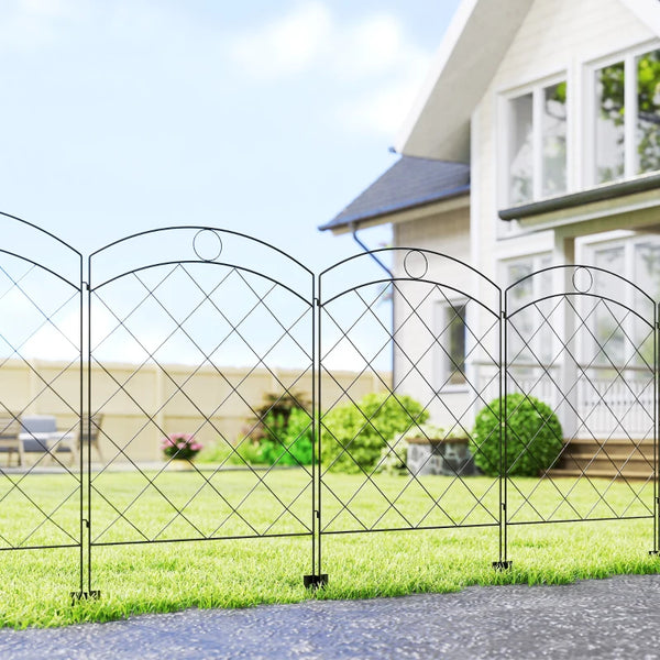 Lot de 4 panneaux de clôture décoratifs, noir