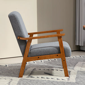 Fauteuil de salon avec assise large et rembourrage épais, gris