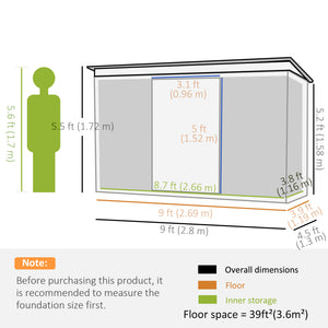 Abri de jardin en métal avec kit de fondation, ventilation et portes, gris clair