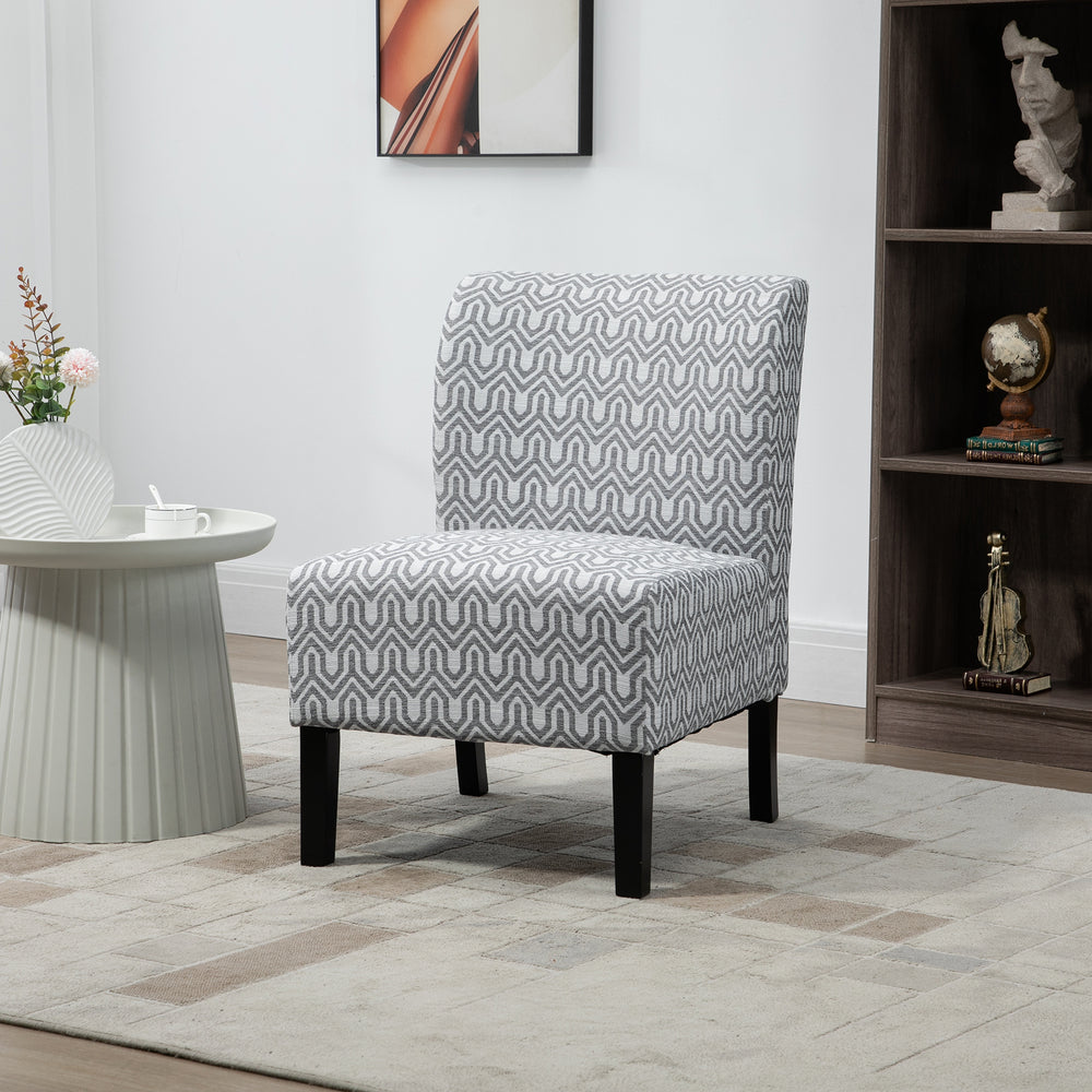 Fauteuil d'appoint sans accoudoirs avec pieds en bois, gris