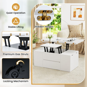 Table basse extensible 3 en 1 avec 4 tabourets - Blanc