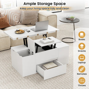 Table basse extensible 3 en 1 avec 4 tabourets - Blanc