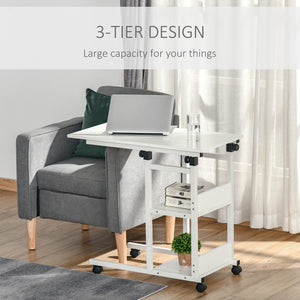 Bureau debout à hauteur réglable avec roulettes, blanc
