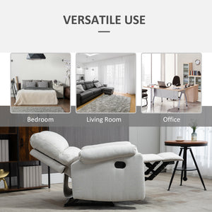 Fauteuil inclinable manuel avec repose-pieds et assise rembourrée, blanc crème