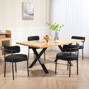 Lot de 4 chaises de cuisine modernes avec revêtement en velours côtelé noir